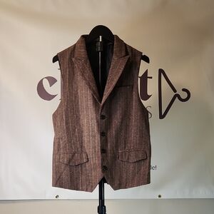 Men's Brown Striped Blazer Vest